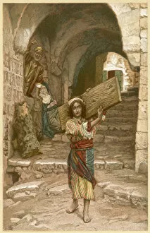 Youth Gallery: Jesus as a boy, carrying a plank of wood