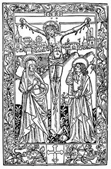 Crucifixion Prints: Jesus Crucified Woodcut