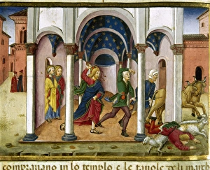 Jesus expel the merchants from the Temple. Codex of Predis ( Jesus expel the merchants from the Temple. Codex of Predis (