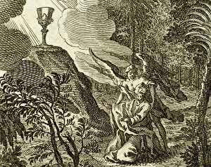 Appears Collection: Jesus praying in the Garden of Gethsemane. An angel appears
