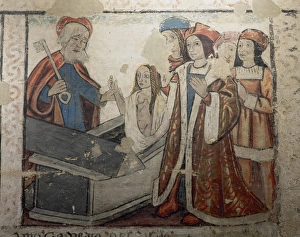 Jesus resurrected forgiving Saint Peter. Central nave of the Jesus resurrected forgiving Saint Peter. Central nave of the