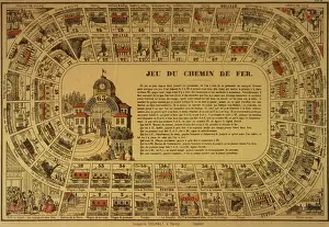 Chemin Prints: JEU DU CHEMIN DE FER French board game based on the railway network and its various activities & passengers
