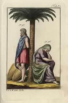 Captive Prints: A Jewish woman and captured Hebrew standing