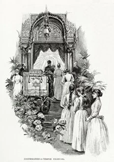 Judaism Collection: The Jews in New York Girls going to CONFIRMATION, Temple Emanuel. Date: 1892