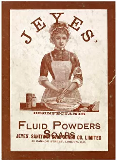 Cleanliness Collection: Jeyes disinfectant in different forms, fluid, powder and bar soap. Date: 1890s
