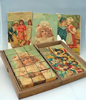 Boxed Prints: Jigsaw puzzles of six scenes of French children (late 19th C