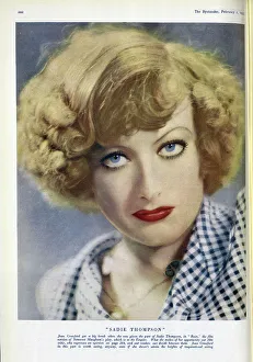 Joan Crawford as Sadie Thompson, in Rain, enhanced colour photograph. With description, Joan Crawford got a big break when she was given the part of Sadie Thompson, in Rain