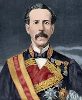 Militar Prints: Joaqu?=?n Jovellar Soler (1819-1892). Engraving. Colored