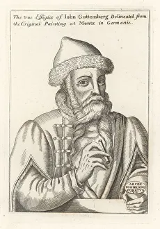 Doublet Prints: Johannes Gutenberg, German inventor and printer, c. 1400-1468