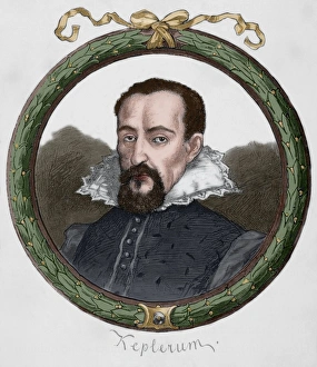 Goatee Gallery: Johannes Kepler (1571-1630). Engraving. Colored
