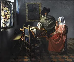 Countries Prints: Johannes Vermeer (1632-1675). The wine glass, c. 1658-1660