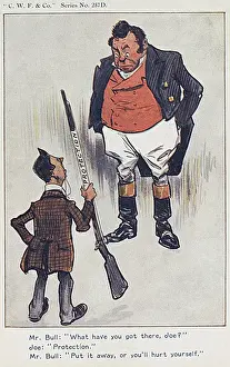 Protectionist Prints: John Bull disagreeing with Joseph Chamberlains Policies
