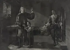 Bunyan Prints: John Bunyan in Bedford Jail, 1667, his blind child leaving h
