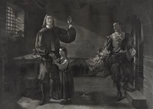 Bunyan Gallery: John Bunyan in Bedford Jail, 1667, his blind child leaving h