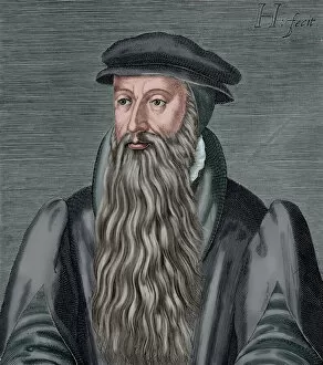 Universal Gallery: John Knox (1514-1572). Engraving. Colored