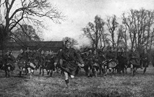 Leading Prints: John Lauder, son of Harry, leading practice charge, WW1