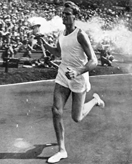 Torch Prints: John Mark carrying the Olympic torch, opening ceremony, 1948