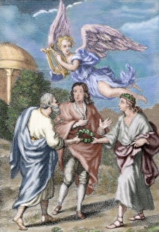 John Milton (1608-1674). British poet. Paradise lost. Colore John Milton (1608-1674). British poet. Paradise lost. Colore