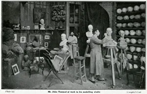 Images Dated 29th January 2018: John Tussaud in studio 1905 John Tussaud in his studio 1905