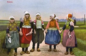 Municipality Prints: Five jolly Dutch Country Girls - Marken, The Netherlands