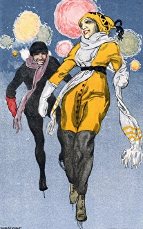 Images Dated 6th April 2017: Jolly Ice Skating Pair