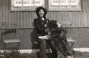 Laughs Prints: Jolly lady and her bouncy pet dog