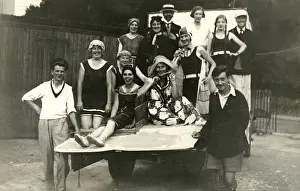 New Images From The Grenville Collins Collection Prints: Jolly Seaside Theatrical Troupe pose on a flatbed truck