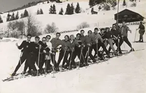 Sunglasses Prints: Fifteen Jolly Skiers having fun on the slopes - Austria