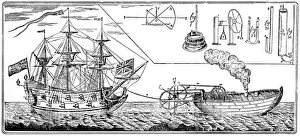1736 Prints: Jonathan Hulls Steam Tug-boat of 1736