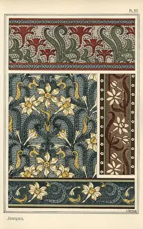 Narcissus Prints: Jonquil, Narcissus jonquilla, as design motif