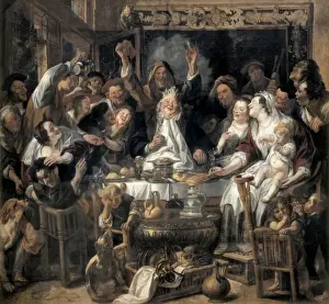 Jordaens Prints: JORDAENS, Jacob (1593-1678). The King Drinks