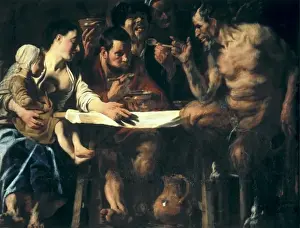 JORDAENS, Jacob (1593-1678). Satyr at the Peasant s
