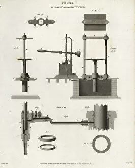 Cylinder Collection: Joseph Bramahs hydrostatic (hydraulic) press, 18th century