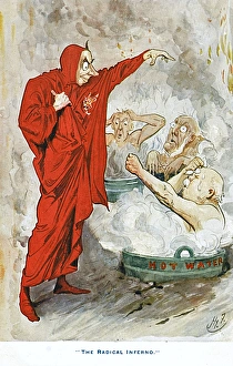 Furniss Gallery: Joseph Chamberlain as Mephistopheles boiling Radicals
