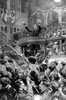 Delivering Prints: Joseph Chamberlain MP at Bingley Hall, Birmingham, 4th Novem
