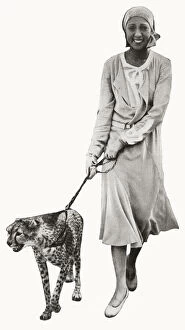Josephine Baker with her pet cheetah