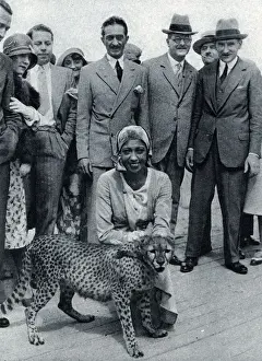 Baker Prints: Josephine Baker with her pet cheetah at Deauville, France