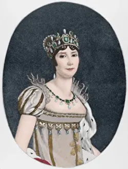 Bonaparte Prints: Josephine de Beauharnais (1763-1814). Engraving. Colored