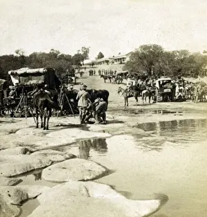 Cameras Prints: Journalists awaiting Lord Roberts, Kroonstadt, South Africa