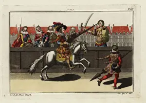 Jousting Prints: Jousting at a quintain or pavo