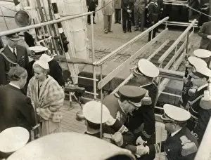 Sebastian Prints: Juan and Eva Peron visiting Spanish training ship