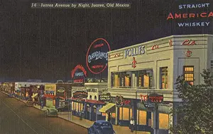 Cafes Prints: Juarez Avenue by night, Juarez, Chihuaha, Mexico