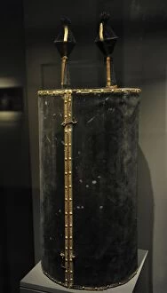 Images Dated 4th January 2014: Judaism. Velvet-covered Torah scroll case and finials. Georg