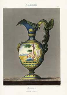 Pitcher Collection: Jug from Nevers, France, with Italian-genre scene