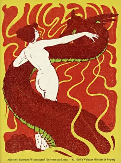 Jugend front cover, naked woman with dragon