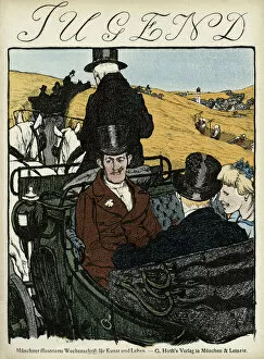 Agricultural Collection: Jugend front cover, people in a horse-drawn carriage