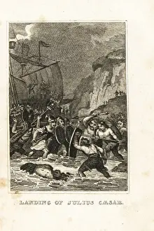 Deal Prints: Julius Caesar and Roman legions invading Britain, 55BC