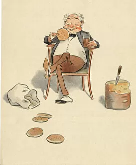 Cheese Collection: Jumbles by Lewis Baumer - Man with Beer and Biscuit