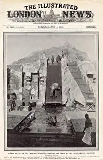 Jumbo Prints: Jumbo's joy in the hot weather: Elephants shooting the chute at the Franco-British Exhibition held at White City