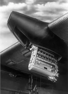 Installed Collection: Junkers Jumo 204 engine being installed in a Junkers G38